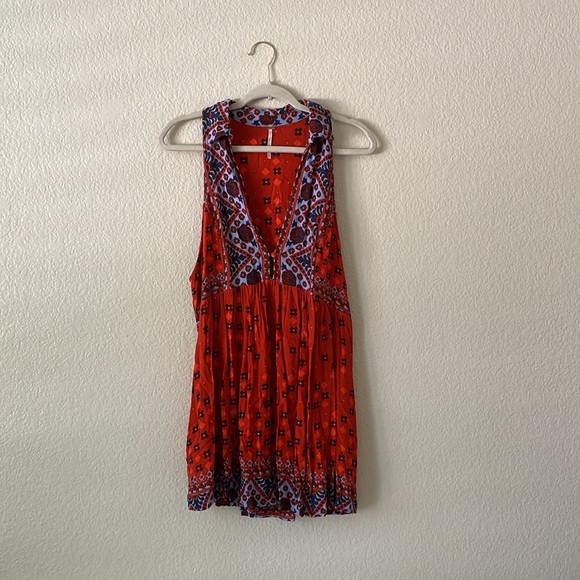 Free People Charlotte Printed Top Rust Combo Long Top - Picture 1 of 13